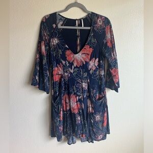 Free People Blue Flowy Mini Dress